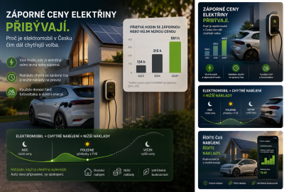Záporné ceny elektřiny přibývají. Proč je elektromobil v Česku čím dál chytřejší volba