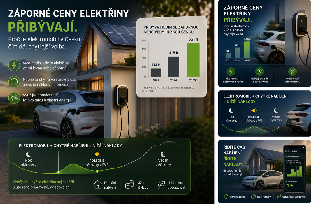 Záporné ceny elektřiny přibývají. Proč je elektromobil v Česku čím dál chytřejší volba