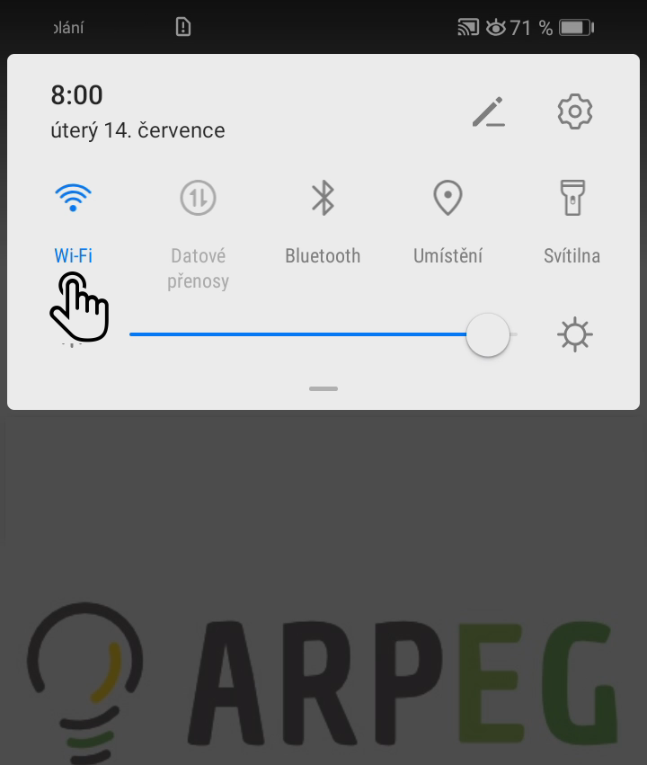 Vypněte mobilní data a zapněte WiFi