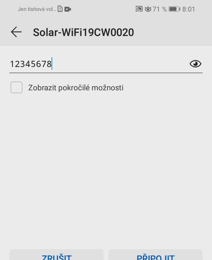 Zadejte heslo 12345678