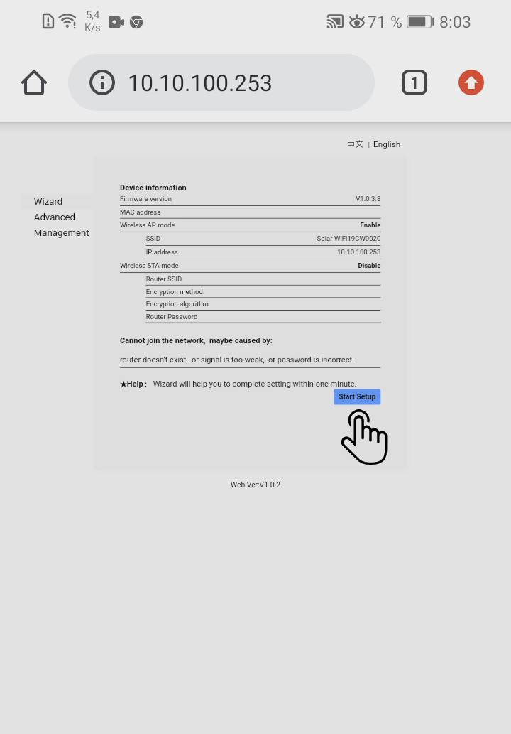 Zvolte Start Setup