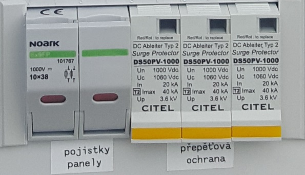 1. DC část - pojistky panelů