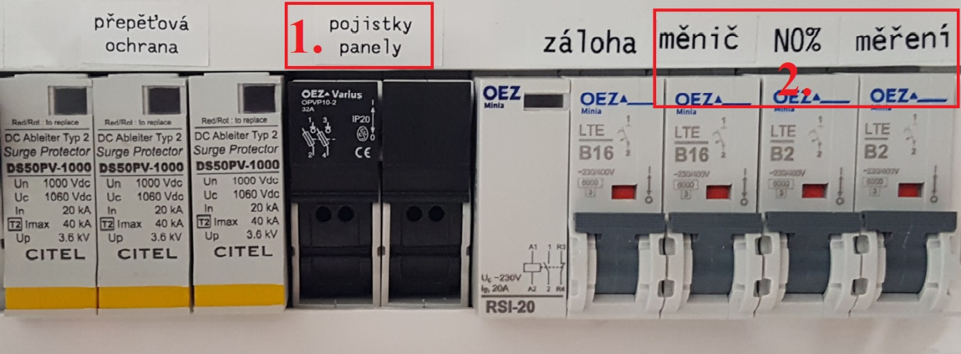 DC a AC prvky v rozvaděči
