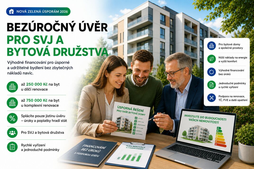 Bezúročný úvěr pro SVJ a bytová družstva