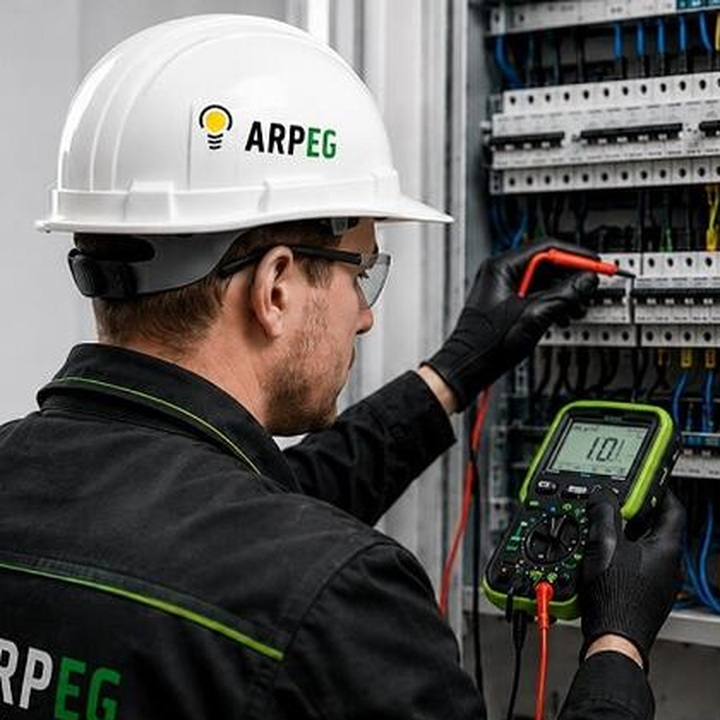 Technik ARPEG měří elektrický rozvaděč měřicím přístrojem