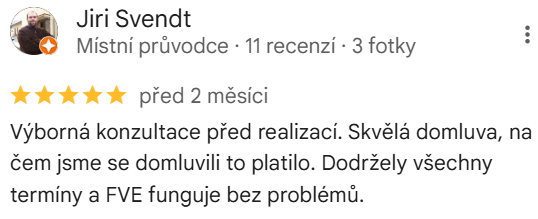 Reakce klienta na Google #1 Reference: Solární elektrárna s bateriovým úložištěm instalovaná v Opavě 