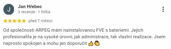 Reakce klienta na Google #1 Reference: FVE o výkonu 6,3 kWp realizovaná v Přešticích 
