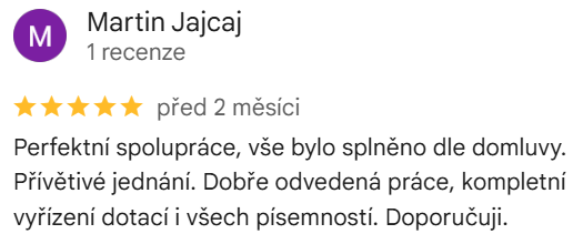 Reakce klienta na Google #1 Reference: Instalace fotovoltaické elektrárny s bateriovým úložištěm - Ostrava 