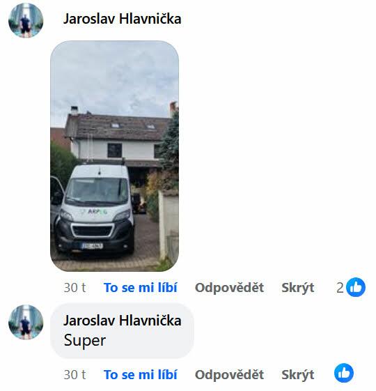 Reakce klienta na Facebooku #1 Reference: Instalace fotovoltaické elektrárny a bateriového úložiště - Křešice-Třeboutice 