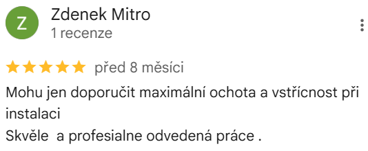 Reakce klienta na Google #1 Reference: Solární elektrárna na míru s výkonem 9,9 kWp - Rájov 