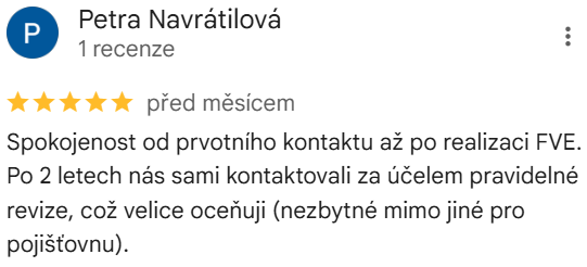 Reakce klienta na Google #1 Reference: Fotovoltaická elektrárna s bateriovým úložištěm- Unhošť 