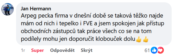 Reakce klienta na Facebooku #1 Reference: Fotovoltaika s dotací na bateriový systém- Ostrava - Nová Bělá 