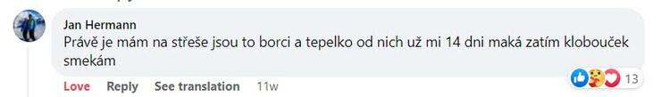 Reakce klienta na Facebooku #1 Reference: Fotovoltaika s dotací na bateriový systém- Ostrava - Nová Bělá 