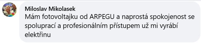 Reakce klienta na Facebooku #1 Reference: Fotovoltaika s baterií na klíč- Habartov 