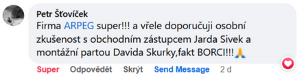 Reakce klienta na Facebooku #1 Reference: Fotovoltaická elektrárna s dotací Nová zelená úsporám- Černíkovice 