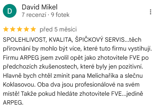Reakce klienta na Google #1 Reference: Realizace FVE s dotaci Nová zelená úsporám - Březolupy 